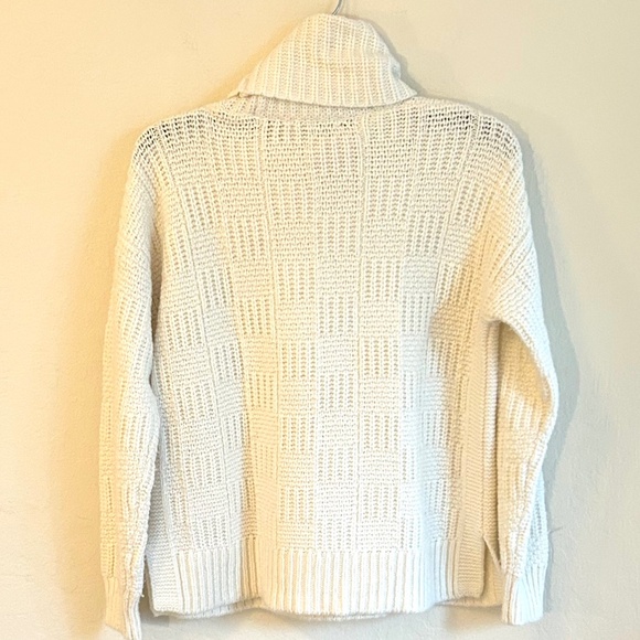 Madewell Antique Cream Checkered Turtleneck Sweater Size XS - Picture 3 of 7